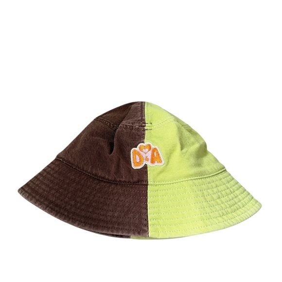 Dypsnea X Abrand Jeans Dypset Beating Hearts Cotton Bucket Hat Citron/Brown - Picture 2 of 11